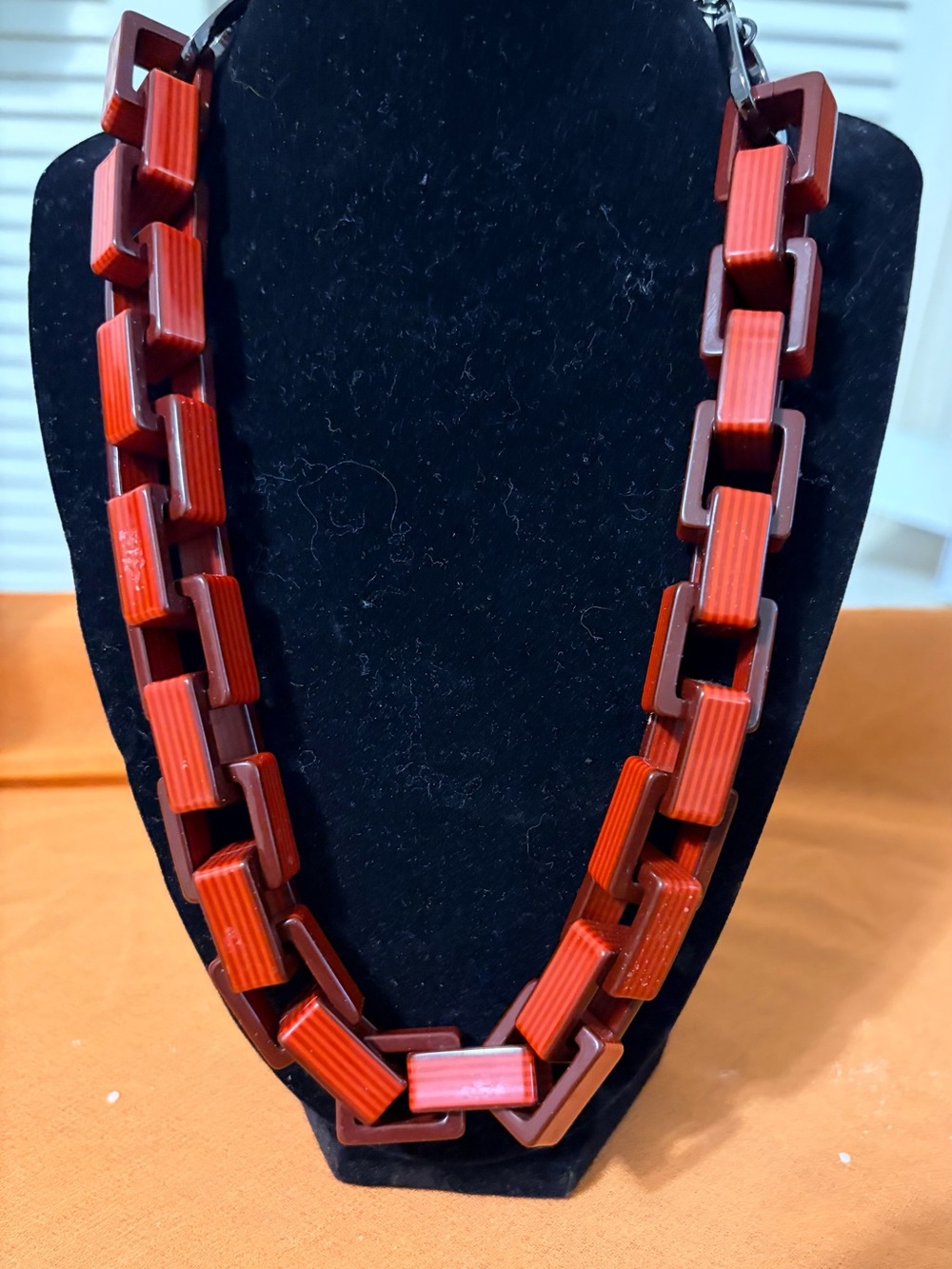 Chicos’ Red Resin Geometric Link Necklace- Ladies Fashion